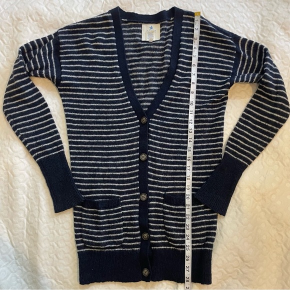 Aerie Wool Blend Long Cardigan Navy White Nautical Small Women’s Button Up Y2K - Picture 4 of 7